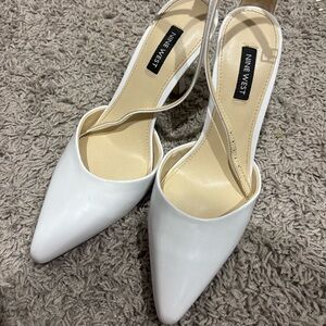 Nine West White Pointed-Toe Slingback Pumps